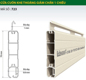 Cửa Cuốn Nan Nhôm BooDoor 723 – Khe Thoáng Giảm Chấn 1 Chiều