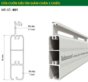 Cửa Cuốn Nan Nhôm BooDoor 801 – Khe Thoáng Giảm Chấn 2 Chiều